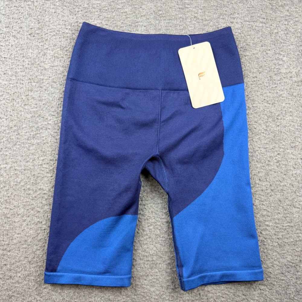 Fabletics High-Waisted Seamless Women's S Block Short Blue Biker Workout Shorts